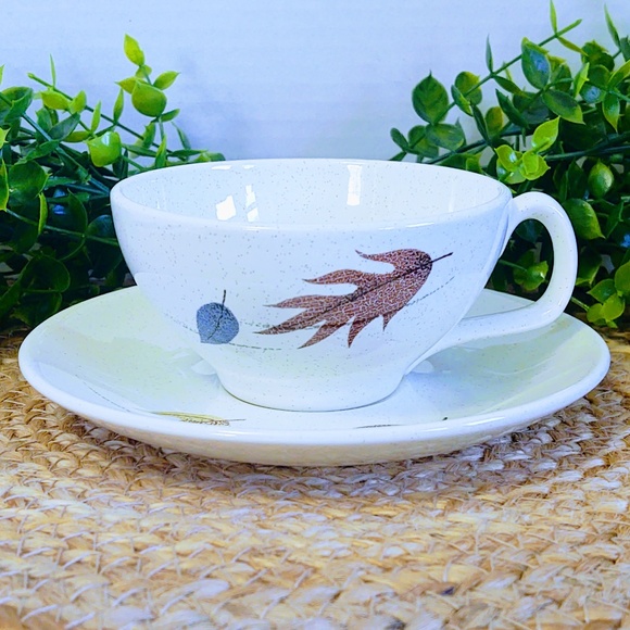 Vtg MCM California Franciscan Earthenware Autumn Pottery Dinnerware Cup & Saucer - Picture 1 of 11